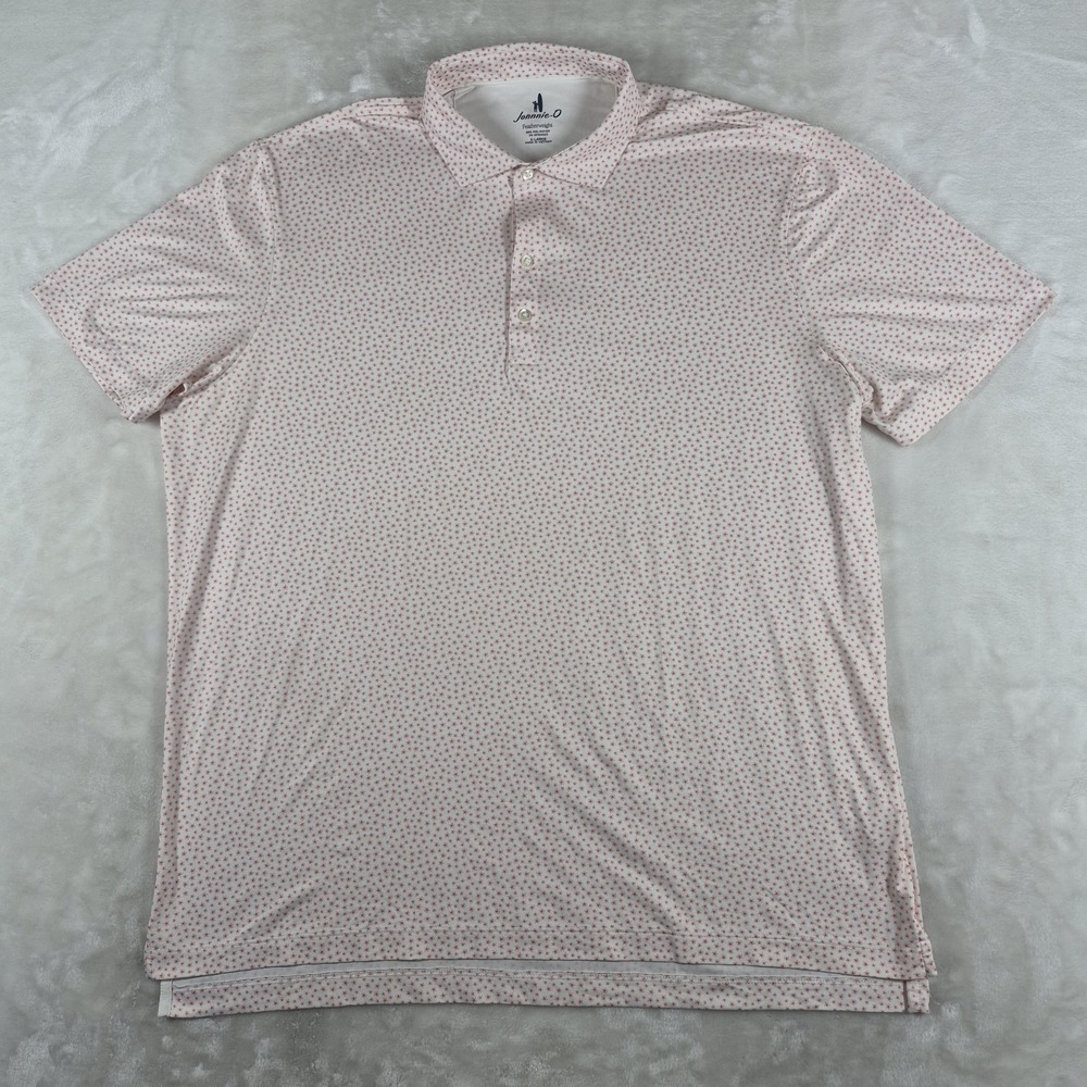 Johnnie-O Featherweight Polo Shirt Men's XL White Floral Performance Golf Casual